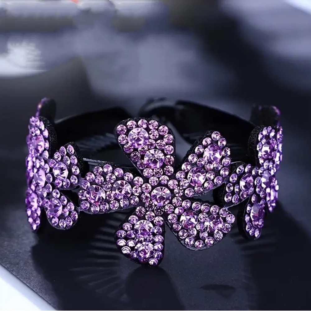 1pc Sparkling Rhinestone Hair Clip Flower